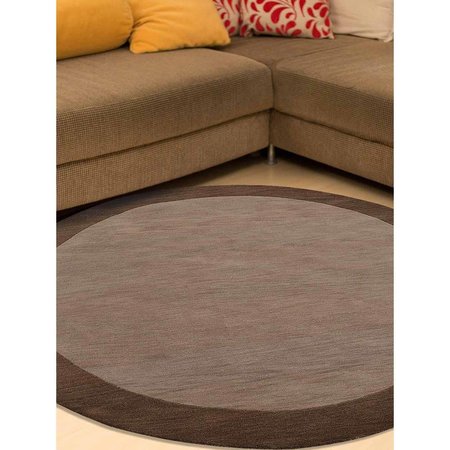 GLITZY RUGS 8 x 8 ft. Solid Hand Tufted Wool Round Area RugBeige & Brown UBSK00201T0104B8